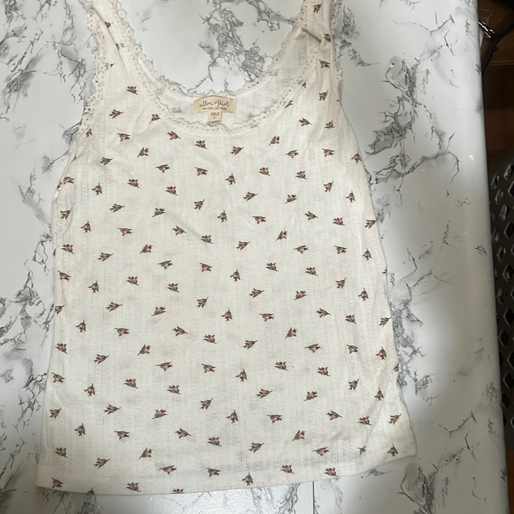 pointelle floral tank